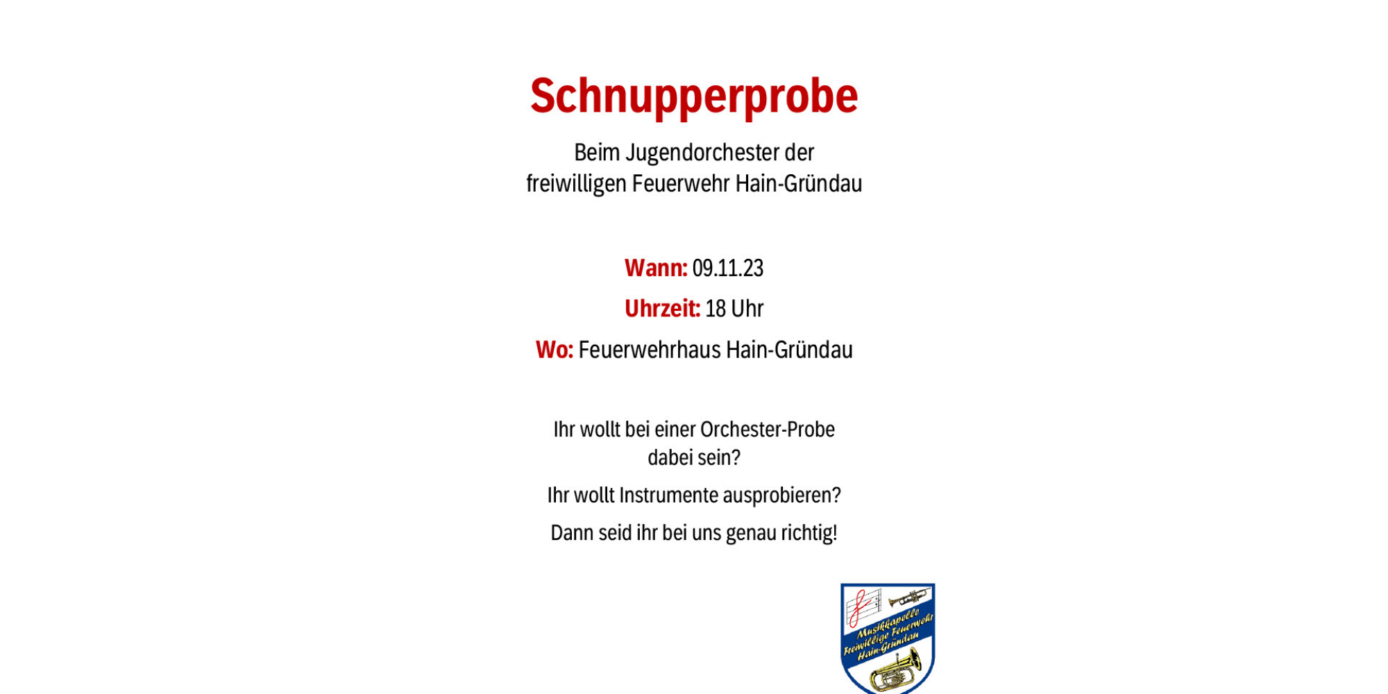 Kommt zur Schnupperprobe!